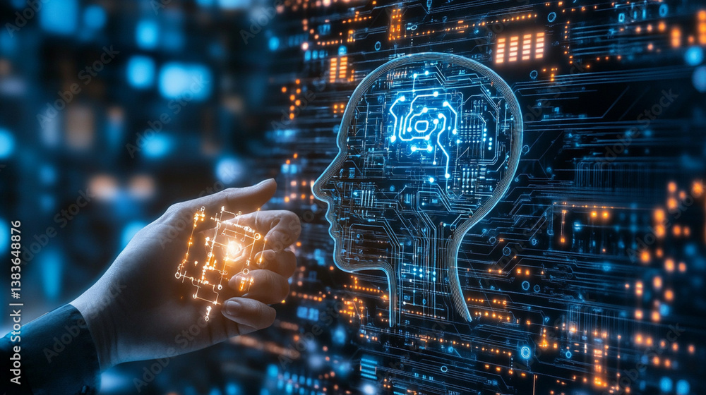 A glowing circuit board pattern highlights the rise of AI and innovation. A glowing circuit board pattern highlights the rise of AI and innovation.