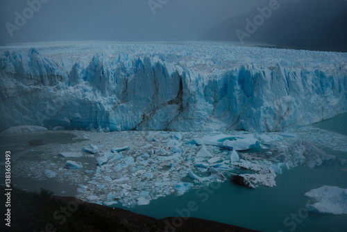 Wallpaper Mural A stunning aerial view of the Perito Moreno Glacier in Patagonia, El Calafate, Argentina, showcasing its massive ice formations, icebergs, and deep blue hues from the scenic viewpoint. Torontodigital.ca