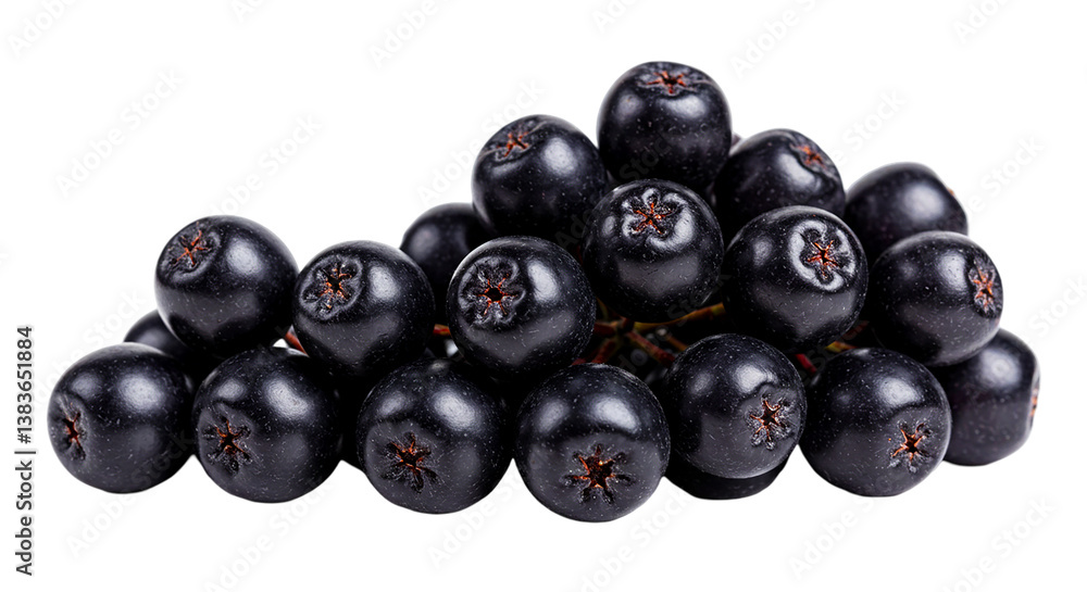 A close up shot of a pile of aronia berries with a black background showing the texture and details A close up shot of a pile of aronia berries with a black background showing the texture and details
