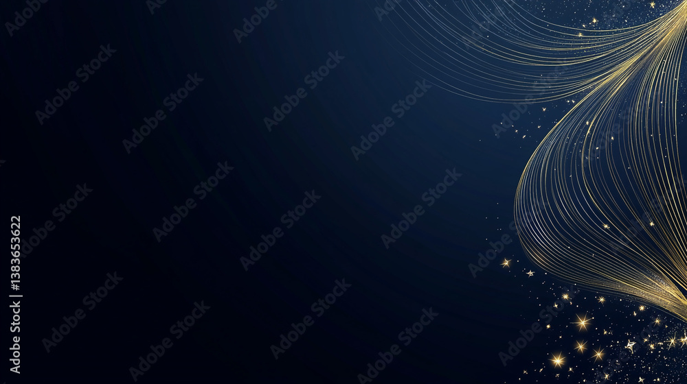 Obraz premium Elegant Gold Lines Dark Blue Background Luxury Design Festive Sparkle