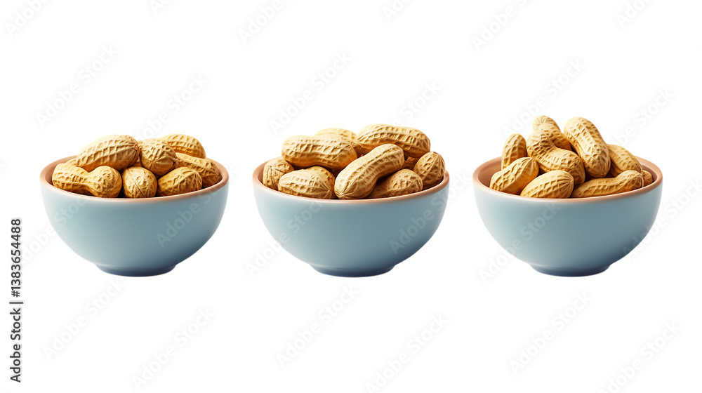 Pack of Bowl of Peanuts set Against Transparent Background for Culinary Design, Snack Branding, or Nutritional Projects Pack of Bowl of Peanuts set Against Transparent Background for Culinary Design, Snack Branding, or Nutritional Projects