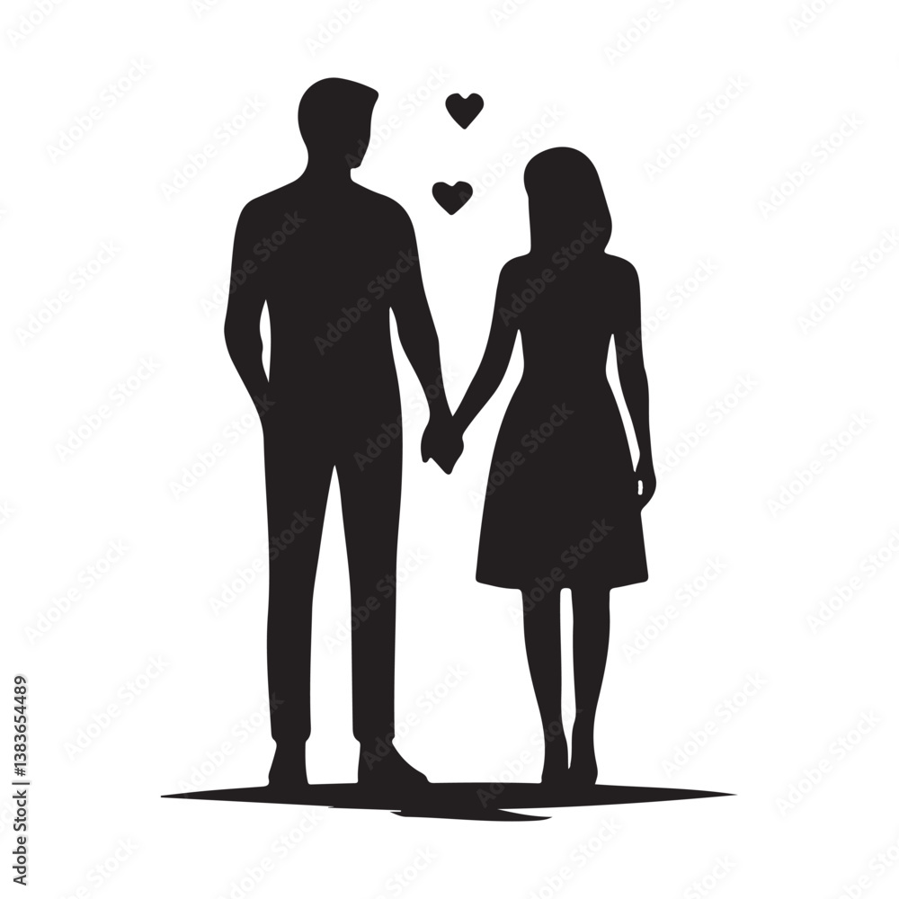 Couple holding hands silhouette vector illustration Couple holding hands silhouette vector illustration