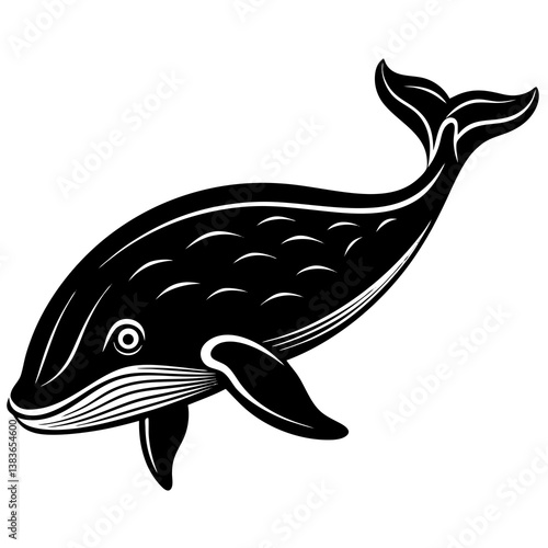 Minimalist Beluga Whale Vector Illustration on White Background