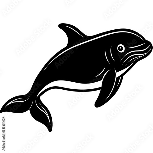 Minimalist Beluga Whale Vector Illustration on White Background