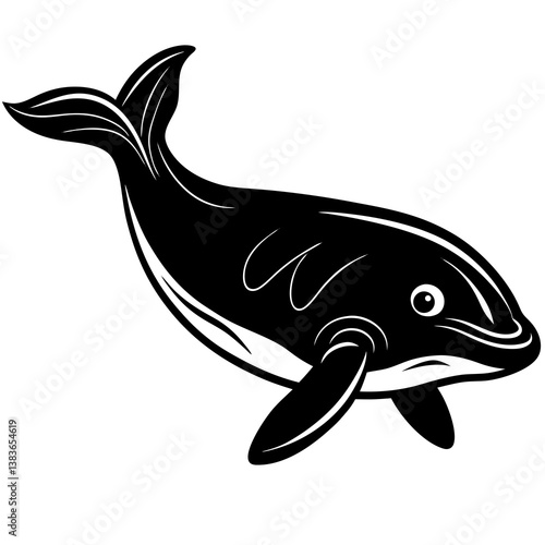 Minimalist Beluga Whale Vector Illustration on White Background