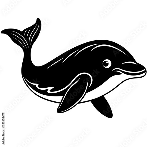 Minimalist Beluga Whale Vector Illustration on White Background