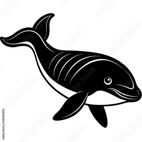 Minimalist Beluga Whale Vector Illustration on White Background
