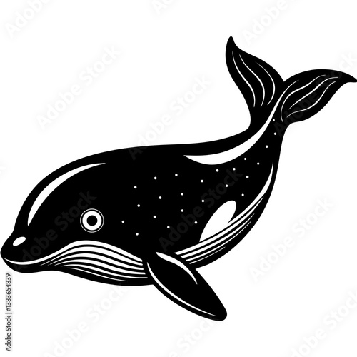 Minimalist Beluga Whale Vector Illustration on White Background