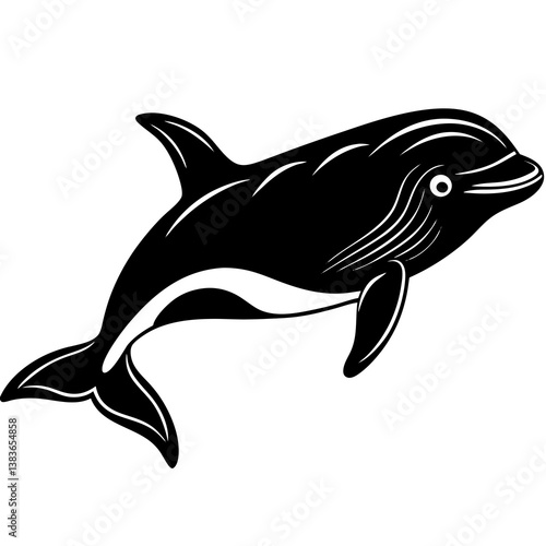 Minimalist Beluga Whale Vector Illustration on White Background