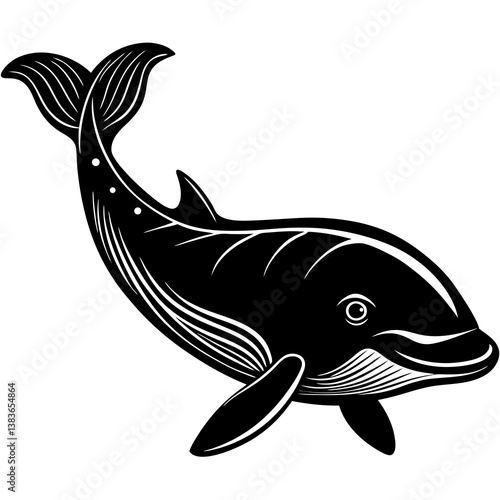 Minimalist Beluga Whale Vector Illustration on White Background