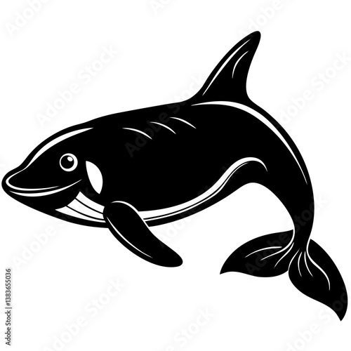Minimalist Beluga Whale Vector Illustration on White Background