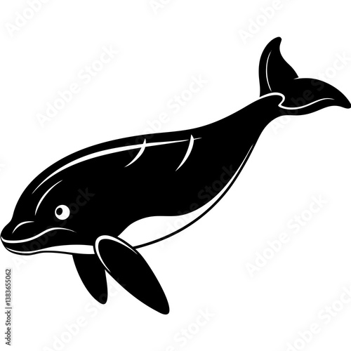 Minimalist Beluga Whale Vector Illustration on White Background