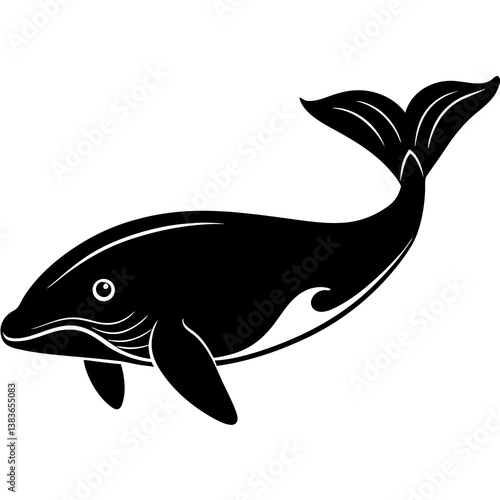 Minimalist Beluga Whale Vector Illustration on White Background