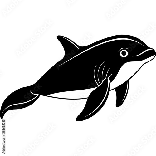 Minimalist Beluga Whale Vector Illustration on White Background