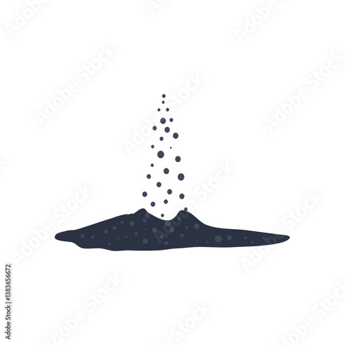 Black powder coal. Vector illustration of black falling powder. 
