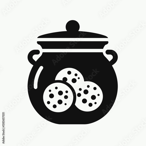 very simple flat and minimalist Cookie Jar silhouette in black on a white background