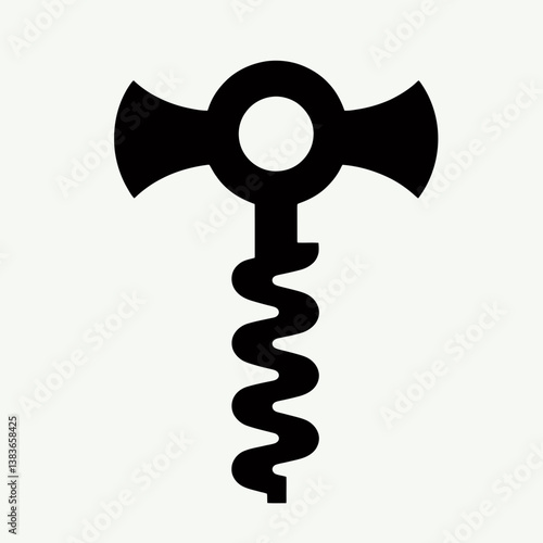 very simple flat and minimalist Corkscrew silhouette in black on a white background