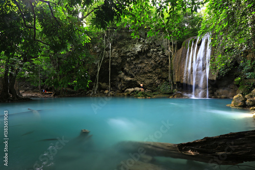 Erawan Waterfall in Erawan National Park Kanchanaburi Province Thailand