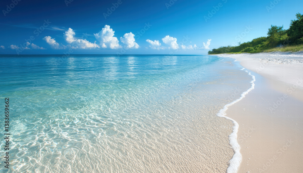 Obraz premium serene beach scene with clear water and gentle waves, perfect for relaxation