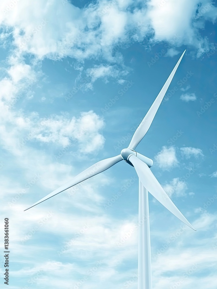 Wind turbine against a partly cloudy sky Wind turbine against a partly cloudy sky