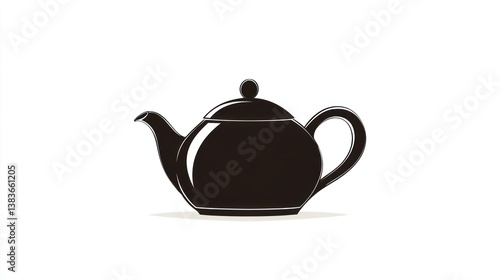 Black teapot, simple design, white background, kitchen utensil, tea brewing