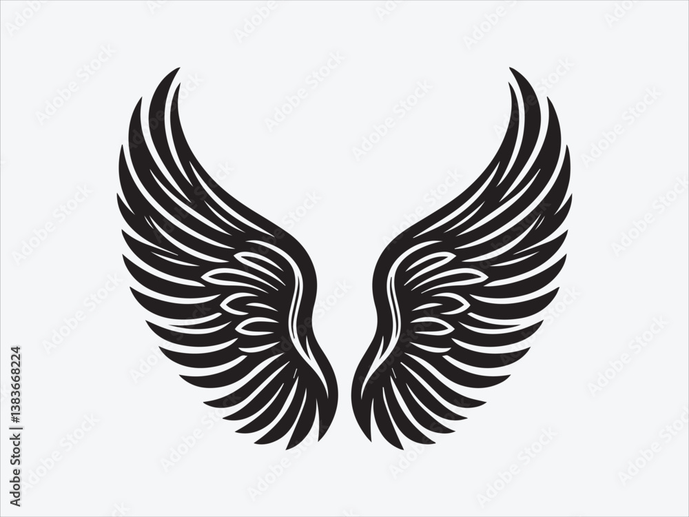Fototapeta premium Angel Wings Silhouette with Graceful Feathery Design Symbolizing Purity, Protection, and Spirituality