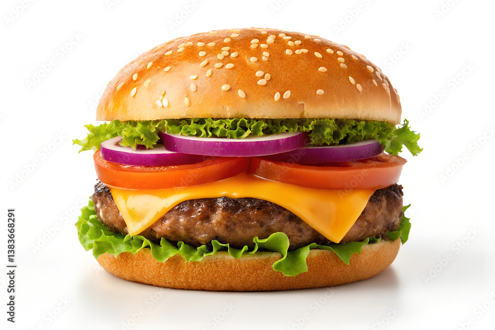 Juicy hamburger on white background stock photo Juicy hamburger on white background stock photo
