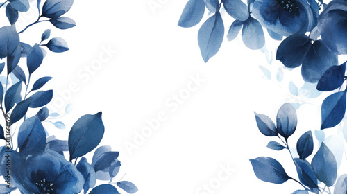 Blue Watercolor Floral Isolated on Transparent Background