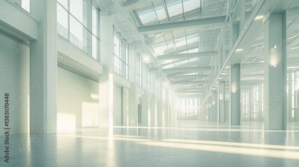 Modern White Interior Spacious Hallway Large Windows Sunlight Architecture Design Cle Modern White Interior Spacious Hallway Large Windows Sunlight Architecture Design Cle