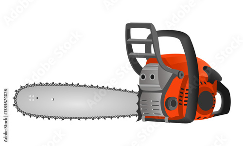 realistic chainsaw vector illustration isolated on white background.