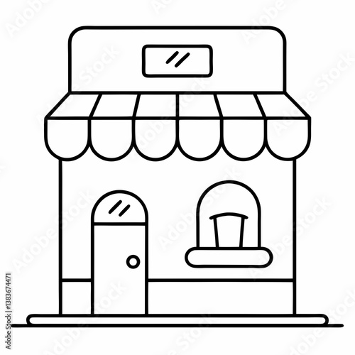 Bakery Shop Outline Coloring Book Page Line Art

