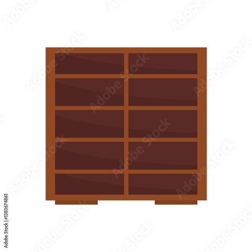 Wooden bookshelves. Shelves for store, home interior, or library storage. Vector illustration.