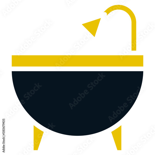 Bath Tub, Black and Yellow Design Bath Tub, Bath Tub Line Icon