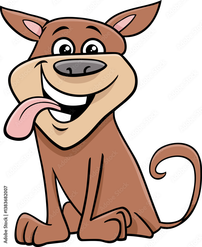 funny cartoon brown dog animal character