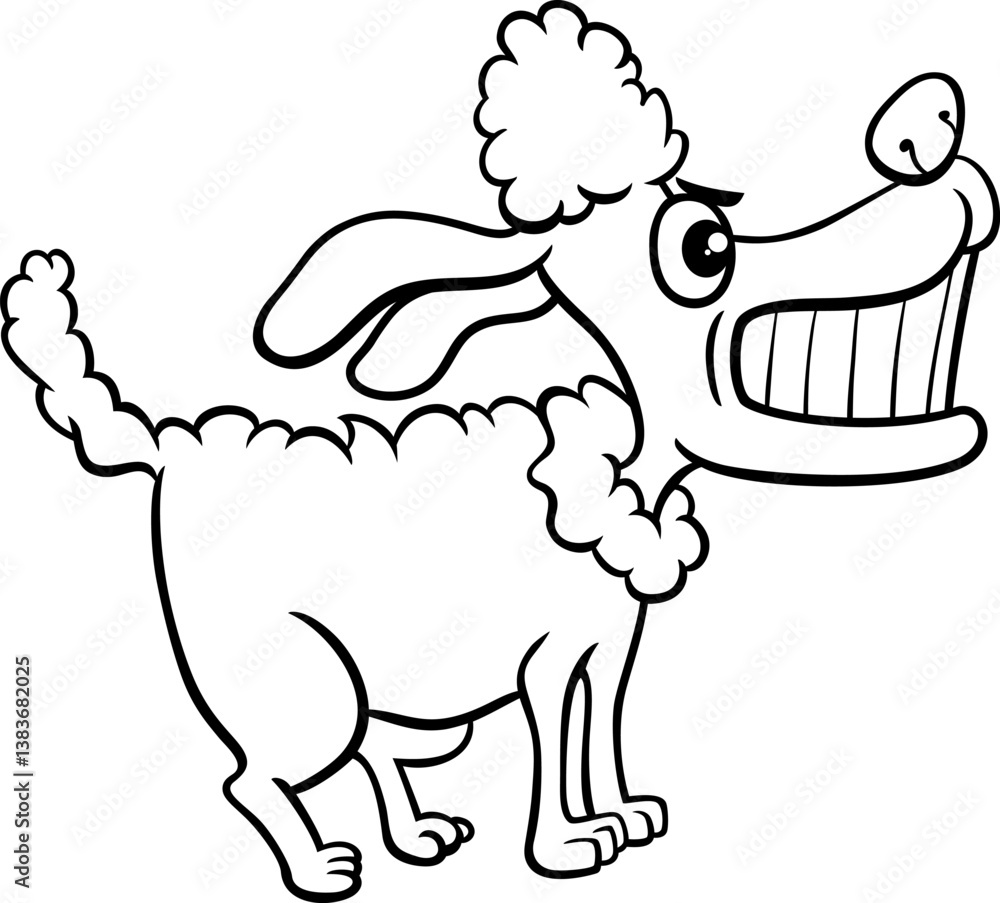 funny cartoon angry poodle purebred dog coloring page