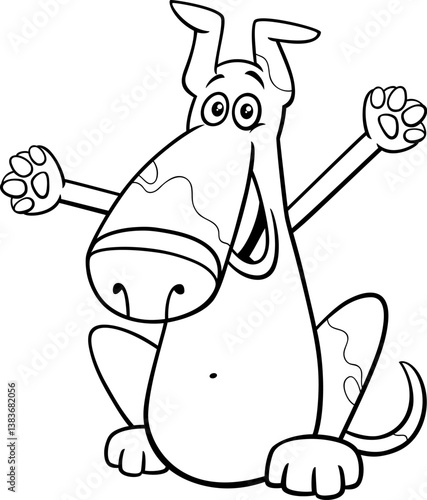cartoon happy spotted dog comic animal character coloring page