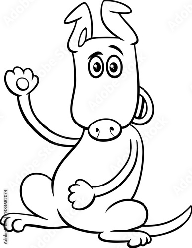 Obraz na płótnie cartoon dog animal character waving its paw coloring page w salonie