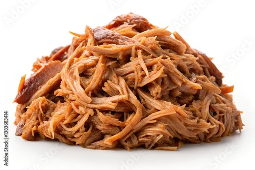 Heap of shredded beef on white stock photo