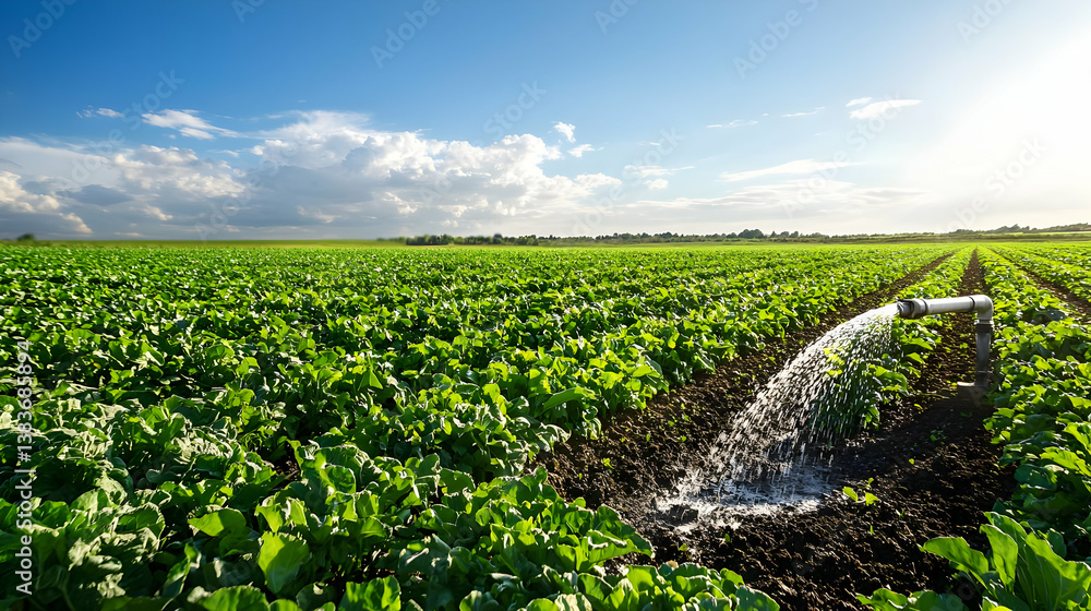 Irrigation System Watering Green Field Irrigation System Watering Green Field