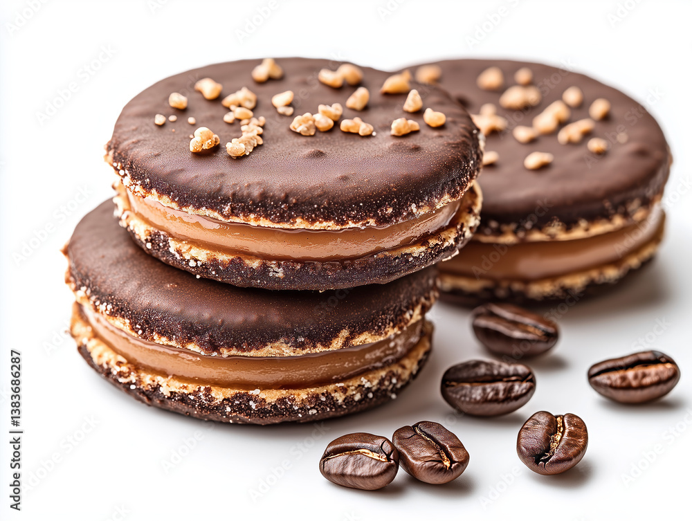 Alfajores dessert, minimalism, isolated background, sweet and chocolate Alfajores dessert, minimalism, isolated background, sweet and chocolate