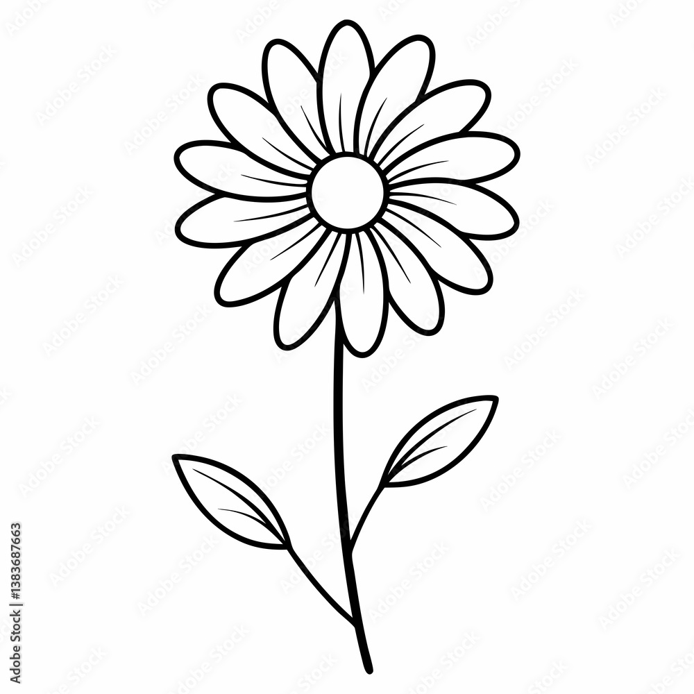Daisy Flower Plant Outline Coloring Book Page Line Art Daisy Flower Plant Outline Coloring Book Page Line Art