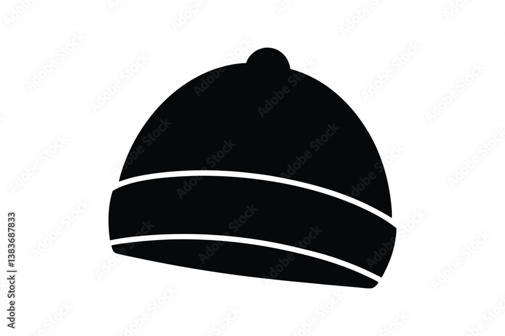 Silhouette art design of a beanie hat icon illustration.eps Silhouette art design of a beanie hat icon illustration.eps