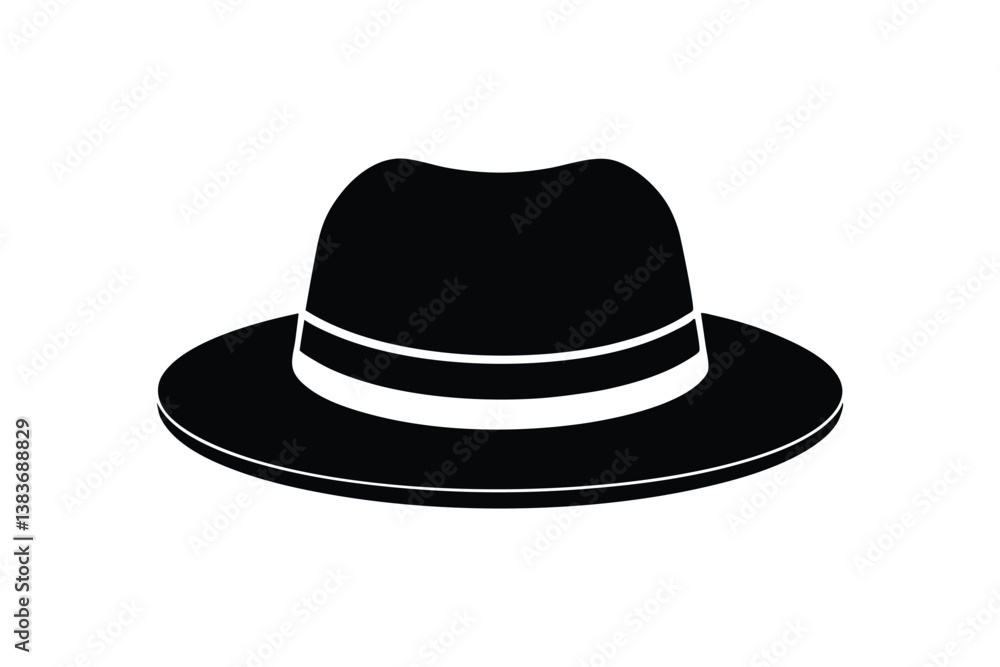 Silhouette art design of a homburg hat icon illustration.eps Silhouette art design of a homburg hat icon illustration.eps