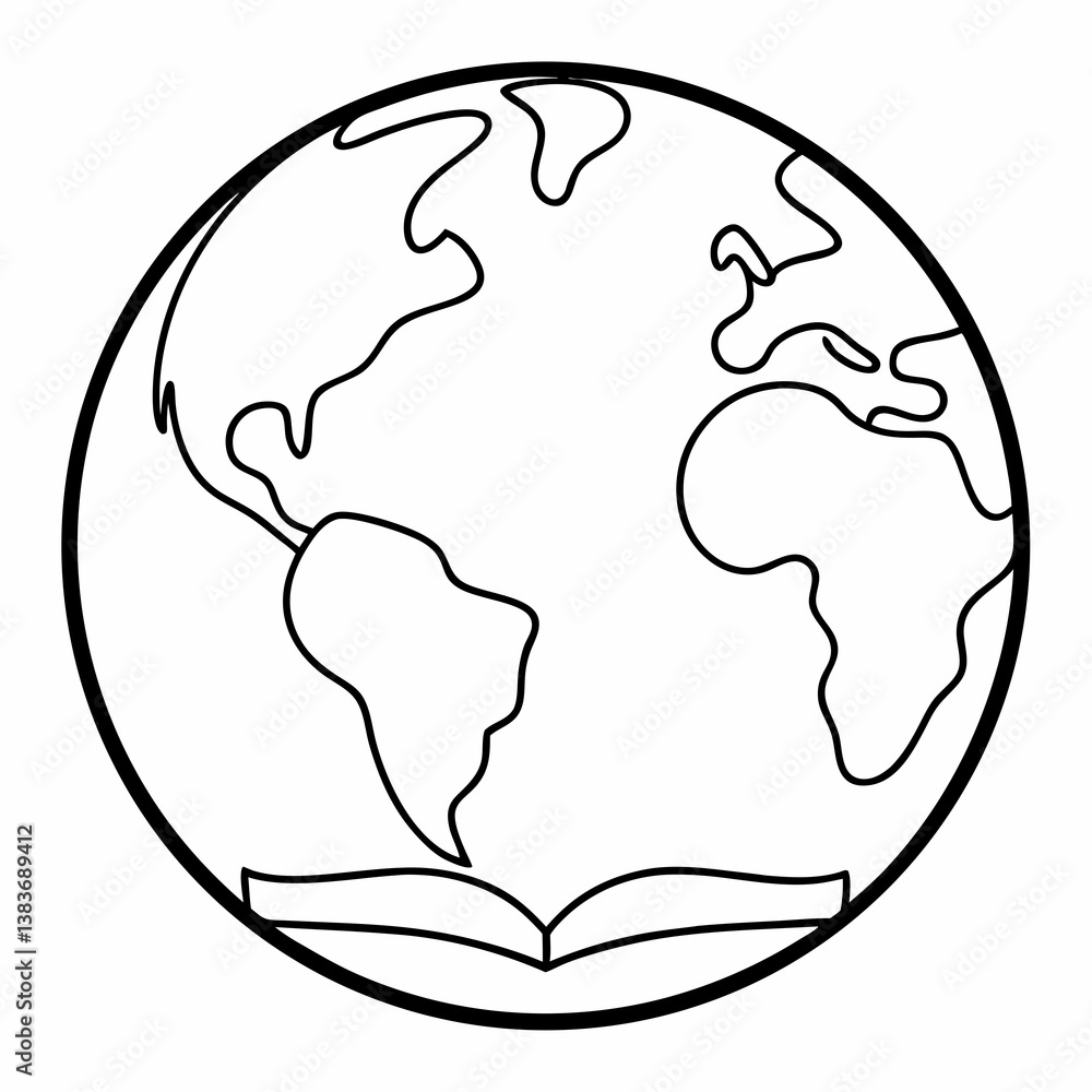Earth Outline Coloring Book Page Line Art Drawing Earth Outline Coloring Book Page Line Art Drawing