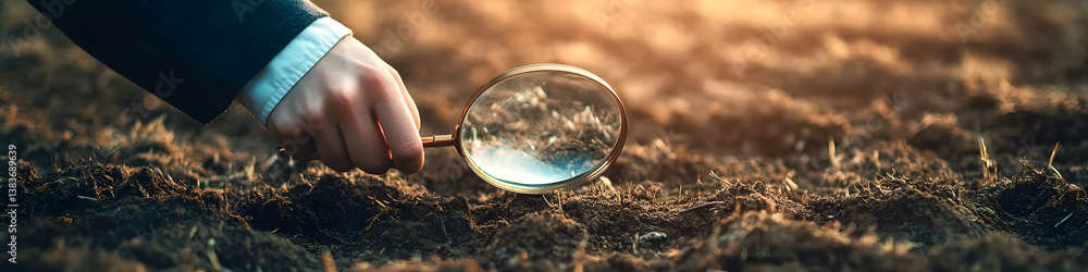 custom made wallpaper toronto digitalA person examines the ground with a magnifying glass in an open field, possibly searching for something