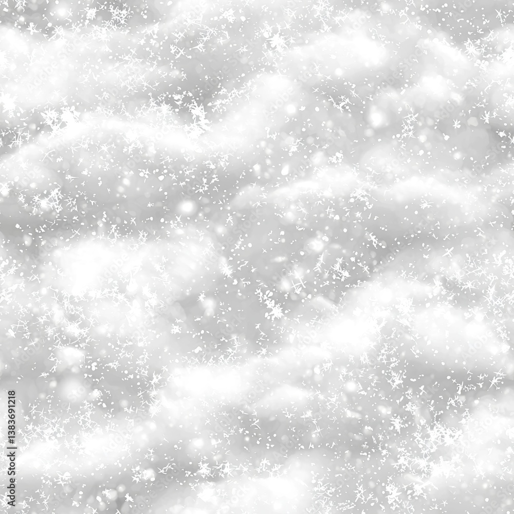 Obraz premium Seamless Winter Snowfall Pattern White Snowflakes on Grey Background