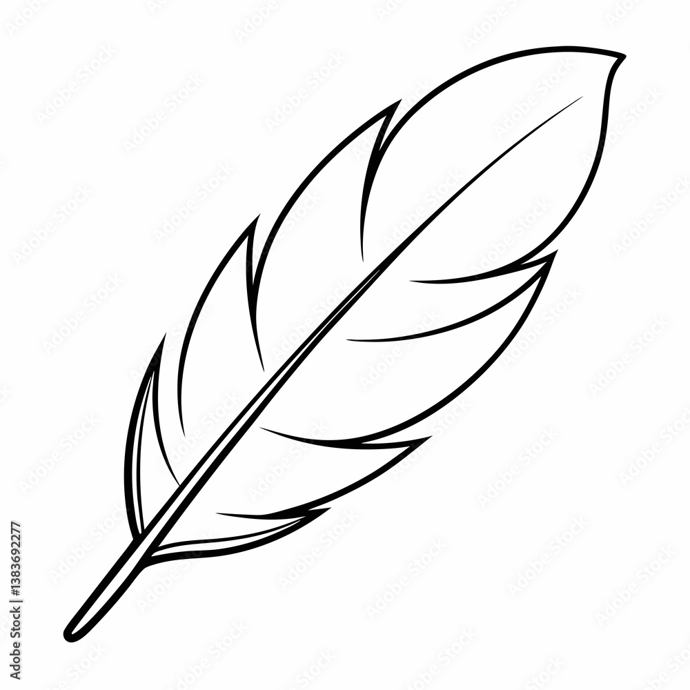 Obraz premium Feather Outline Coloring Book Page Line Art Drawing