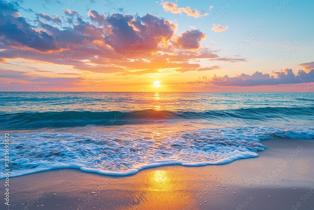 Obraz premium Abstract sunrise sky and ocean nature background. Abstract subset sky and ocean nature background with blurred panning motion. 