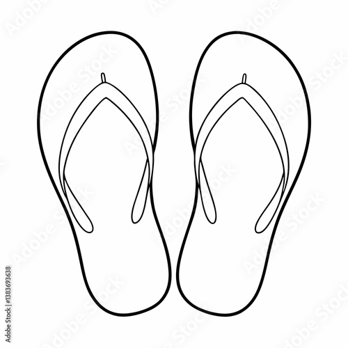 Flip Flops Outline Coloring Book Page Line Art