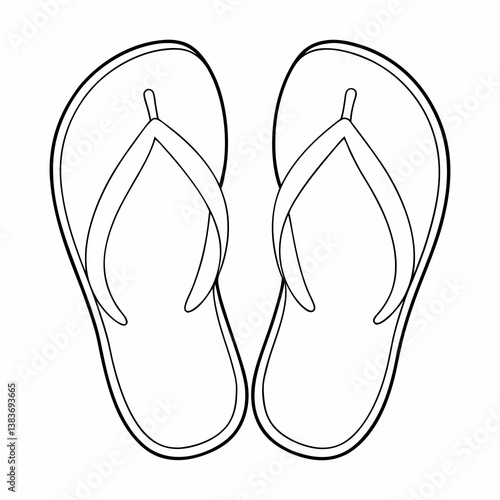 Flip Flops Outline Coloring Book Page Line Art